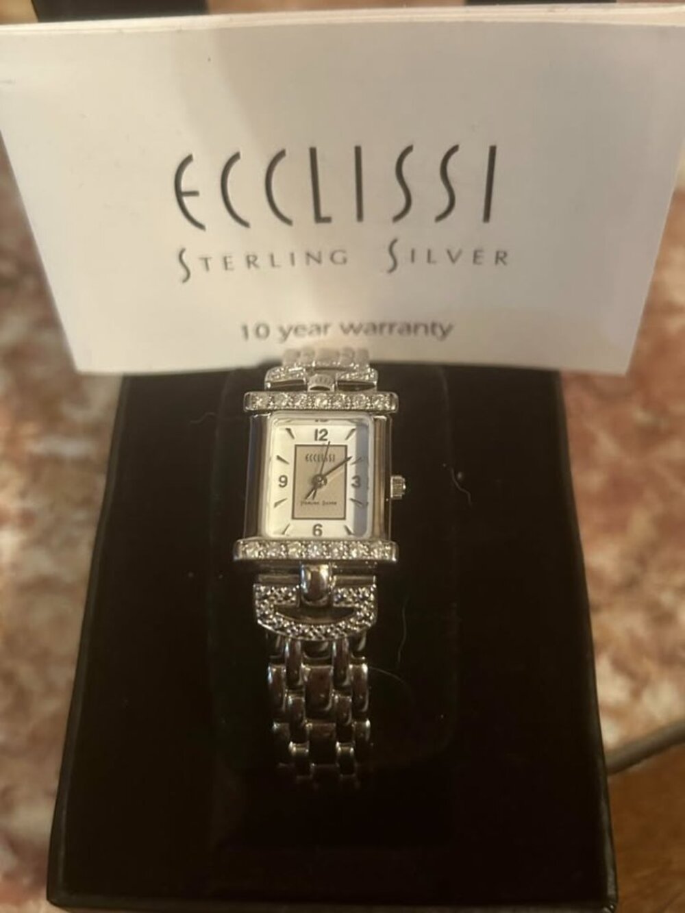 Ecclissi .925 Sterling Silver & Diamond Bezel Womens Watch 32375